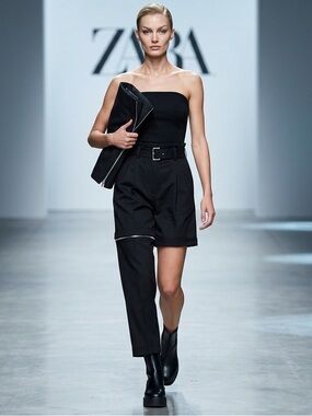 NEW ZARA Black Convertible 2-in-1 Zip-Off Cargo Pants to Shorts High Waisted 31